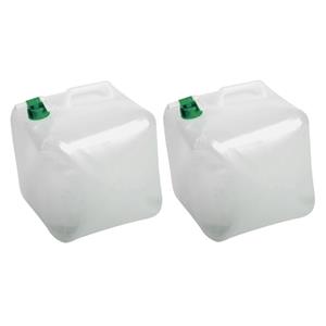 Eda 2x stuks kunststof camping watercontainers/jerrycans opvouwbaar voor drinkwater 25 x 25 x 25 cm - 15 liter