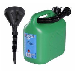Alrides Jerrycan groen voor olie en brandstof van 5 liter met een handige grote trechter van 39 cm