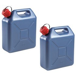 Eda 2x stuks kunststof jerrycans blauw voor brandstof L29 x B15 x H35 cm - 10 liter - benzine / diesel