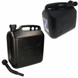 Benson 2x stuks jerrycans zwart voor brandstof - 10 en 20 liter - inclusief schenktuit - benzine / diesel