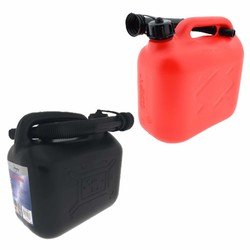 Benson 2x stuks jerrycans zwart en rood voor brandstof - 5 liter - inclusief schenktuit - benzine / diesel