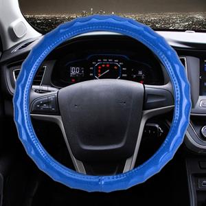 Huismerk Universele auto Wave textuur plating lederen Steering Wheel cover diameter: 38cm (blauw)
