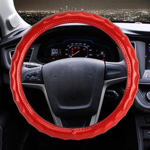 Huismerk Universele auto Wave textuur plating lederen Steering Wheel cover diameter: 38cm (rood)