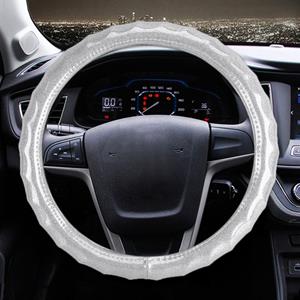 Huismerk Universele auto Wave textuur plating lederen Steering Wheel cover diameter: 38cm (zilver)