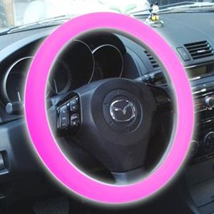 huismerk Silicone rubber auto Steering Wheel cover buiten diameter: 36cm (roze)