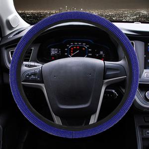 Huismerk Universele auto leder + Diamond Steering Wheel cover diameter: 38cm (blauw)