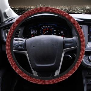 huismerk Universele auto leder + Diamond Steering Wheel cover diameter: 38cm (rood)