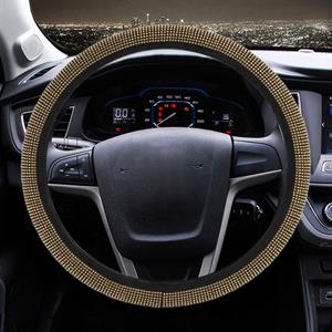 Huismerk Universele auto leder + Diamond Steering Wheel cover diameter: 38cm (geel)