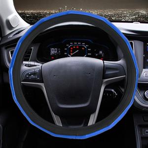Huismerk Universele auto plating bamboe knoop lederen Steering Wheel cover diameter: 38cm (blauw)