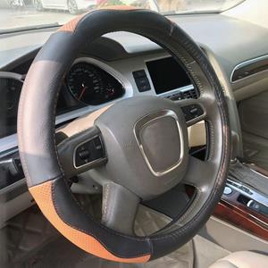 Huismerk Universal Car Genuine Leather Sport Version Steering Wheel Cover, Diameter: 38cm (Zwart Bruin)