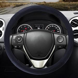 huismerk Universele auto lederen Embossing Steering Wheel cover diameter: 38cm (zwart)