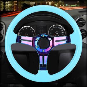 Huismerk Auto kleurrijke gewijzigd Racing Sport Horn Button stuurwiel, diameter: 34,6 cm (Sky Blue)