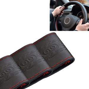 Huismerk MILI lederen hand gestikte auto aanpassing Steering Wheel cover (zwart rood)