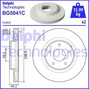 Remschijfn Komplett DELPHI BG5041C voorkant/geventileerd/2 stuks