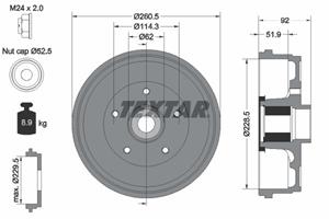 Textar Bremstrommel Hinterachse  94047500