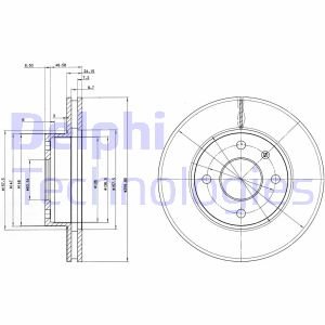 Complete remschijven, geventileerd DELPHI BG2339, Voor, 2 Stuk