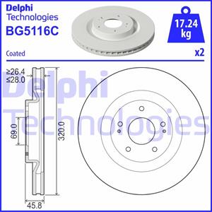 Delphi Bremsscheibe Vorderachse  BG5116C