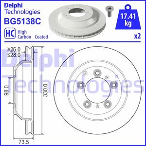 Delphi Bremsscheibe Hinterachse  BG5138C