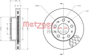 Metzger Bremsscheibe Vorderachse  6110497