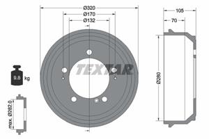 Textar Bremstrommel Hinterachse  94027000