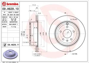 Bremsscheibe Hinterachse Brembo 09.A629.10