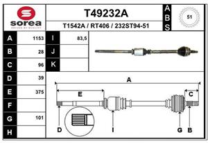 EAI Antriebswelle Vorderachse rechts  T49232A