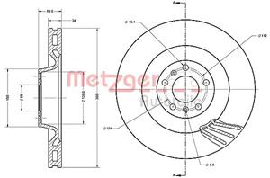 Metzger Bremsscheibe Vorderachse  6110515