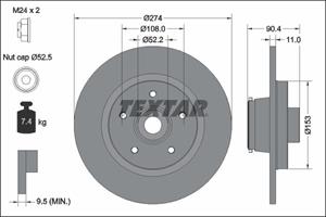 Textar Bremsscheibe Hinterachse  92329403