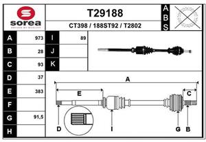 Antriebswelle Vorderachse rechts EAI T29188