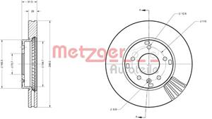 Metzger Bremsscheibe Vorderachse  6110256