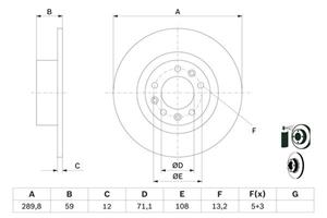 Remschijf BOSCH 0 986 479 F08, Achter, 1 stuk