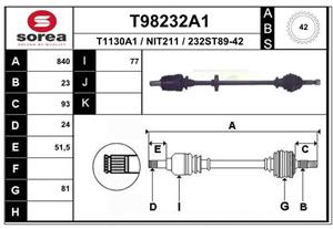 EAI Antriebswelle Vorderachse rechts  T98232A1