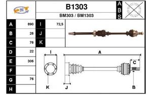 SNRA Antriebswelle - B1303