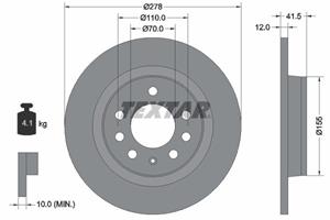 Textar Bremsscheibe Hinterachse  92270503