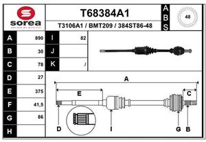 EAI Antriebswelle Vorderachse rechts  T68384A1