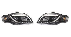 Audi Set koplampen passend voor incl. DRL 'Light-Bar'  A4 B7 2005-2008 - Zwart