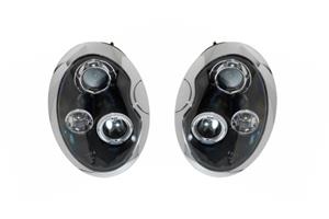Mini Set koplampen passend voor BMW New  R50-R53 2001-2006 - Zwart - incl. Angel-Eyes