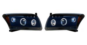 Dodge Set koplampen passend voor  Caliber 2006- - Zwart - incl. Angel-Eyes