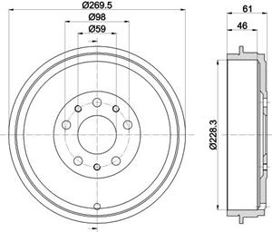 Bremstrommel Hinterachse Hella 8DT 355 303-211