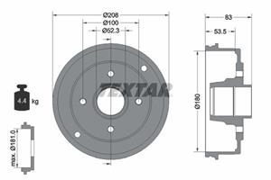 Bremstrommel Hinterachse Textar 94023600