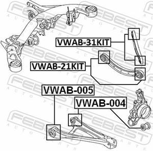 Lagerung, Lenker Hinterachse vor der Achse Febest VWAB-21KIT