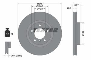 Textar Bremsscheibe Vorderachse rechts  92071203