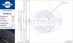 ROTINGER Bremsscheibe Vorderachse  RT 2961-GL