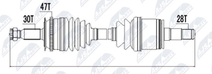 NTY Antriebswelle Vorderachse links  NPW-MS-000