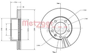 Metzger Bremsscheibe Vorderachse  6110287