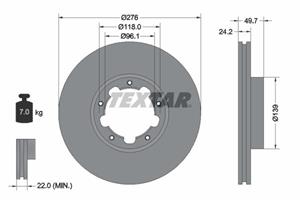 Textar Bremsscheibe Vorderachse  93185303