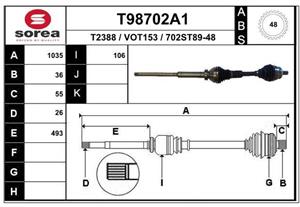 EAI Antriebswelle Vorderachse rechts  T98702A1