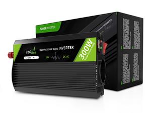 Inverter 24V EcoLine - Omvormer 24V Naar 220V/230V - 300w Vermogen - Gemodificeerde Sinus - Auto omvormer