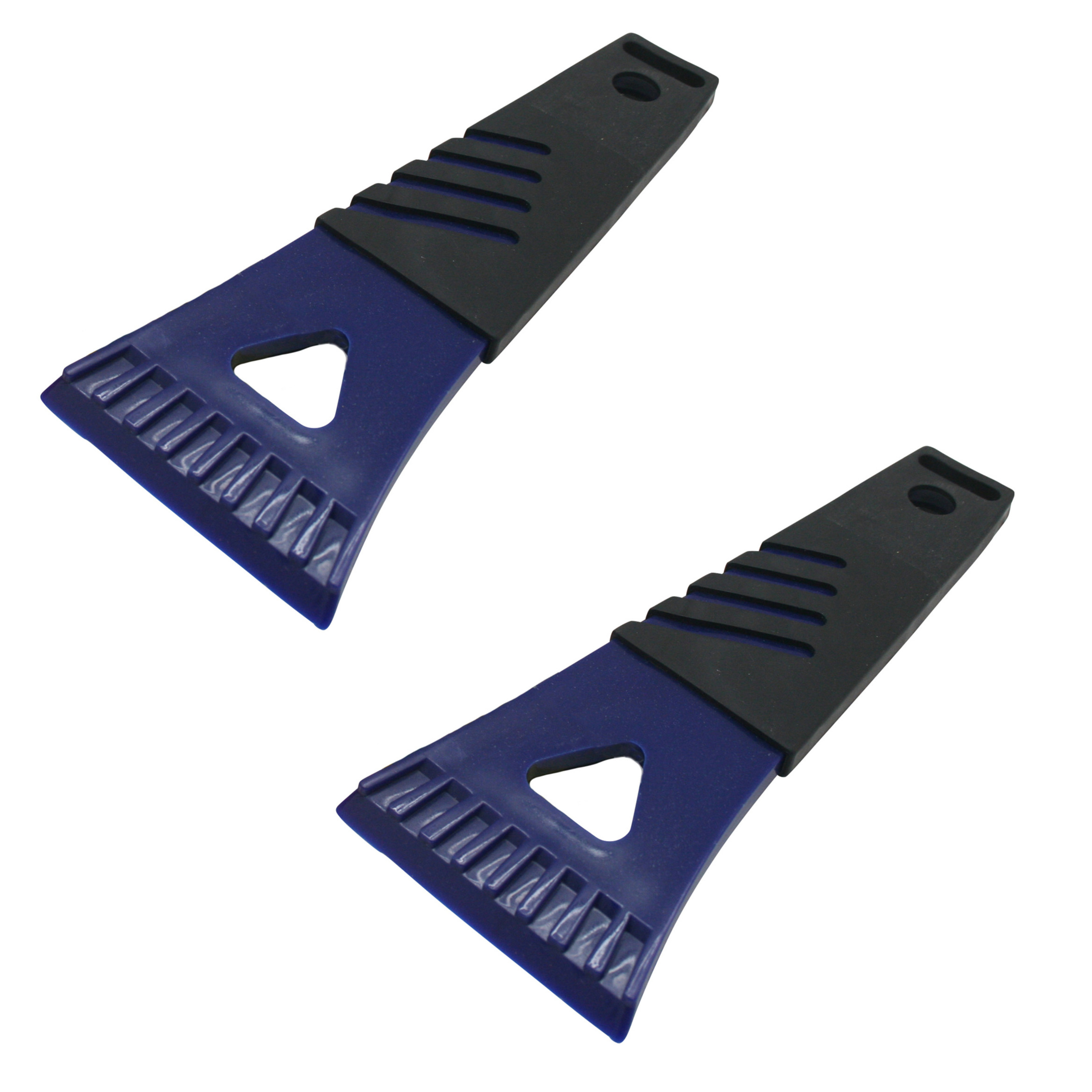 Merkloos 2x stuks kunststof ijskrabber/raamkrabber zwart/blauw 18 cm -