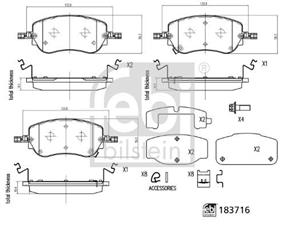 Fiat remblokkensetmet bevestigingsmatriaal